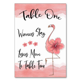 Bunco Tafel Kaart #1 Roze Flamingo Fun (1-4)