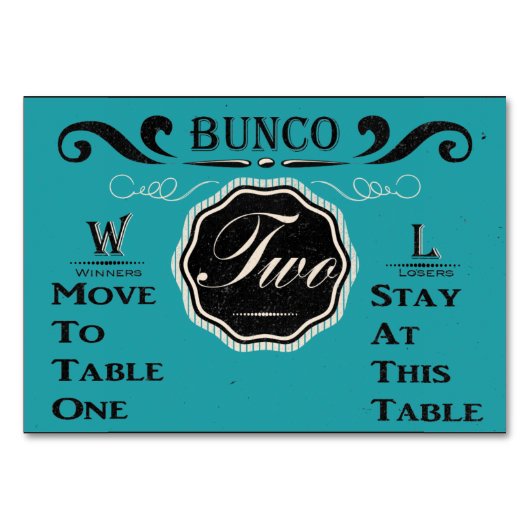  Bunco tafel Kaart - #2 (Achterkant)