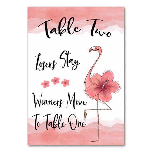 Bunco Tafel Kaart #2 Roze Flamingo Fun (Voorkant)