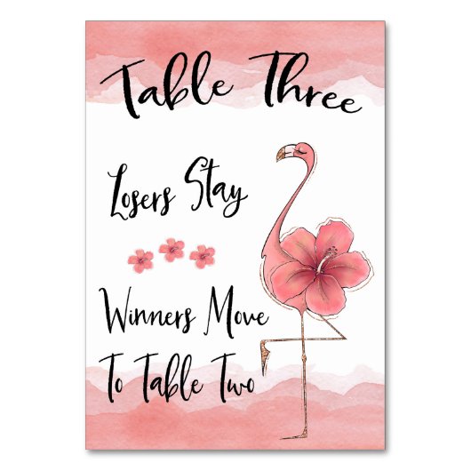 Bunco Tafel Kaart #3 Roze Flamingo Fun (Voorkant)