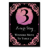 Bunco Tafel Kaart Elegant Roze Glitter Drie (Achterkant)