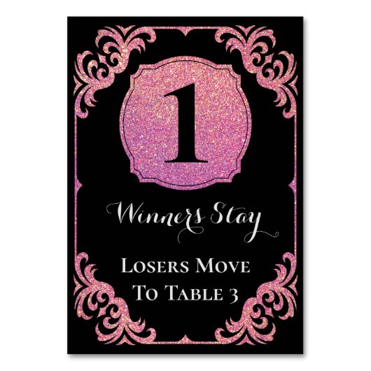 Bunco Tafel Kaart Elegant Roze Glitter One (Achterkant)
