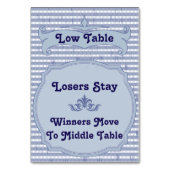 Bunco tafel Kaart - lage tafel (Voorkant)