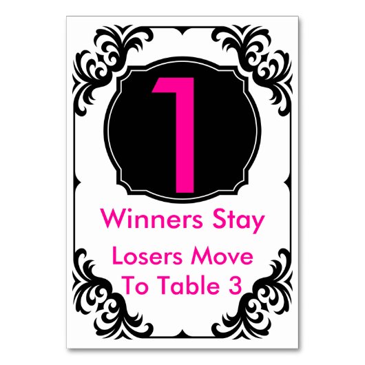 Bunco Tafel Kaart roze en zwart -#1 (Achterkant)