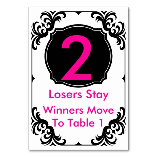 Bunco Tafel Kaart roze en zwart - #2 (Voorkant)