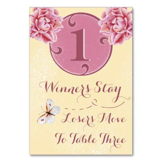 Bunco Tafel Kaart - Roze pioen #1 (Voorkant)