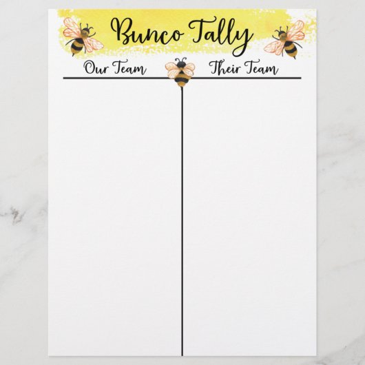 Bunco Tally Score-blad (Voorkant)
