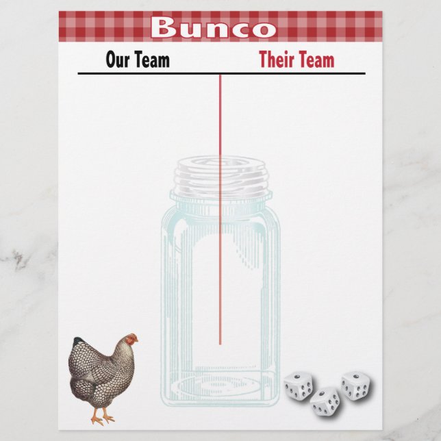Bunco Tally Score Country Westerne Red Check (Voorkant)