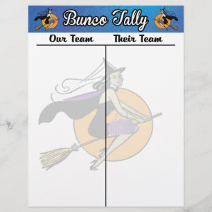 Bunco Tally Score Sheet Witch Oktochtthema