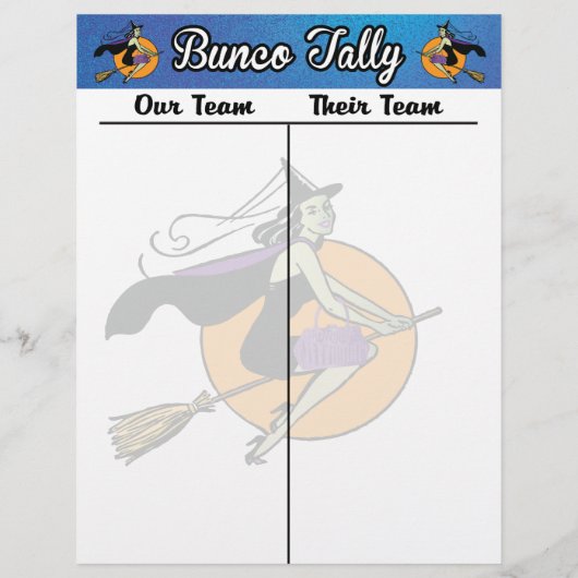 Bunco Tally Score Sheet Witch Oktochtthema (Achterkant)