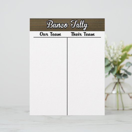 Bunco Tally Sheet - Black and Gold Stripe (Staand voorkant)