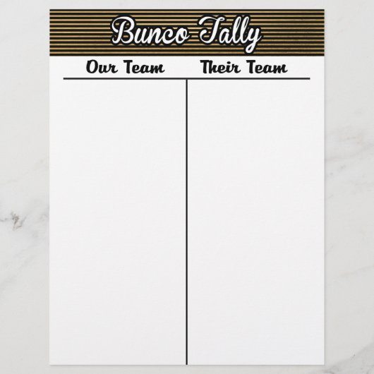 Bunco Tally Sheet - Black and Gold Stripe (Achterkant)