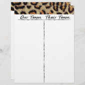 Bunco Tally Sheet - Spelaar Wilde Leopard (Voorkant / Achterkant)