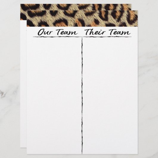 Bunco Tally Sheet - Spelaar Wilde Leopard (Voorkant / Achterkant)