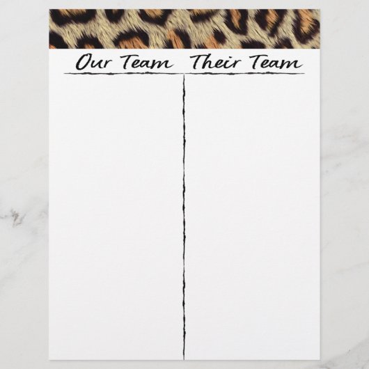 Bunco Tally Sheet - Spelaar Wilde Leopard (Achterkant)
