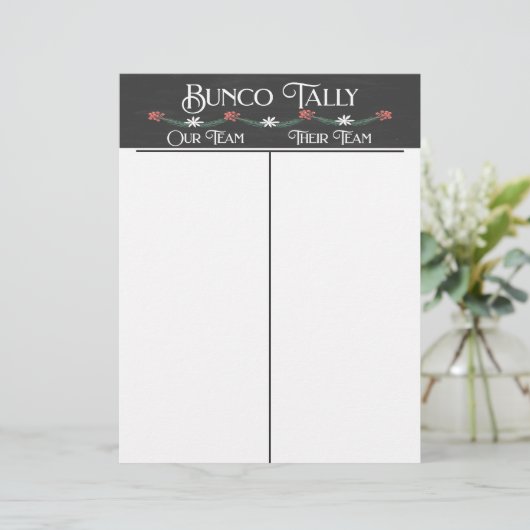 Bunco Tally Sheet - Winterkerstfeestdag (Staand voorkant)