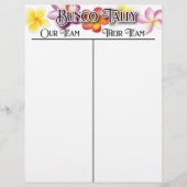 Bunco Tropical Aloha Flowers Tally Score Sheet (Voorkant)