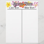Bunco Tropical Aloha Flowers Tally Score Sheet (Achterkant)