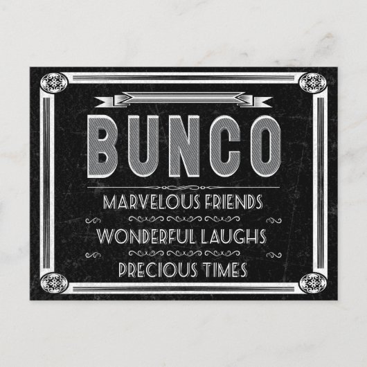 Bunco  Typografie Invite Uitnodiging Briefkaart (Voorkant)