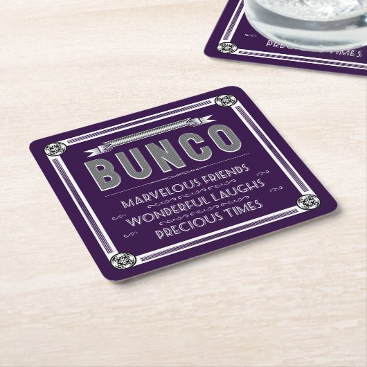 Bunco  Typografie Kartonnen Onderzetters (Schuin)