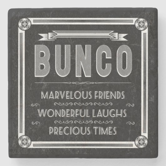 Bunco  Typografie Stenen Onderzetter (Voorkant)