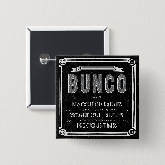 Bunco  Typografie Vierkante Button 5,1 Cm (Voorkant /achterkant)