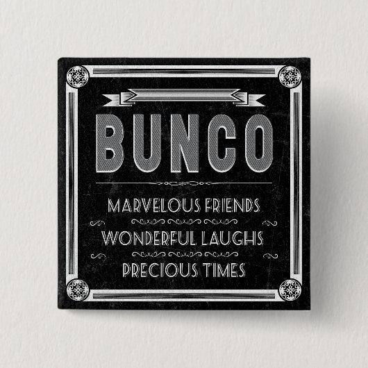 Bunco Typografie Vierkante Button 5,1 Cm (Voorkant)