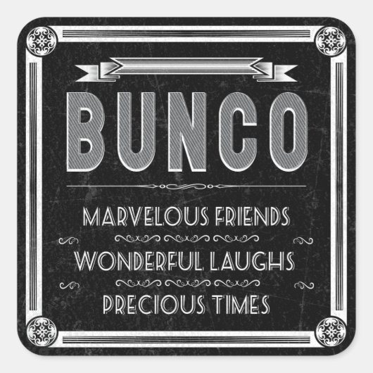 Bunco Typografie Vierkante Sticker (Voorkant)