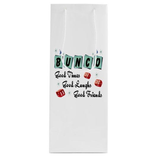 Bunco WIne Gift Retro Good Times Good Friends Wijn Cadeautas (Voorkant)