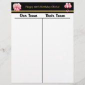 Bunco Zwart Goud Roze Verjaardag Tally Score Sheet (Voorkant)