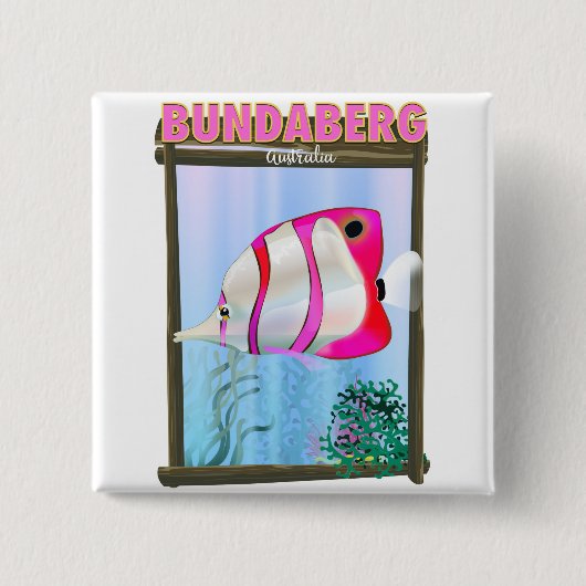 Bundaberg Australia Reisposter Vierkante Button 5,1 Cm (Voorkant)