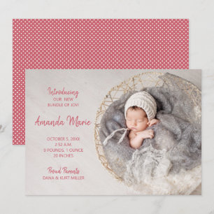 Bundel Joy Baby Girl Foto geboorteaankondiging