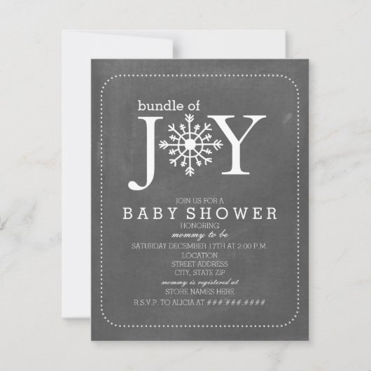 bundel Joy Chalk Snowflake Winter Baby shower Kaart (Voorkant)