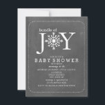 bundel Joy Chalk Snowflake Winter Baby shower Kaart<br><div class="desc">Een neutrale winteruitnodiging voor baby shower met de zin "bundel van vreugde",  met een afbeelding van een sneeuwvlok in plaats van een "O" in letters. De achtergrond is het karton geïnspireerd.   Pas de tekst aan met details van uw gelegenheid.</div>