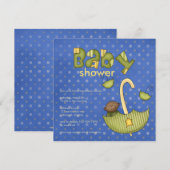 Bundel Joy : Groen: baby shower Uitnodiging (Voorkant / Achterkant)