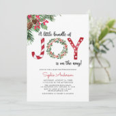 Bundel Joy is onderweg naar het kerstBaby shower Kaart (Staand voorkant)