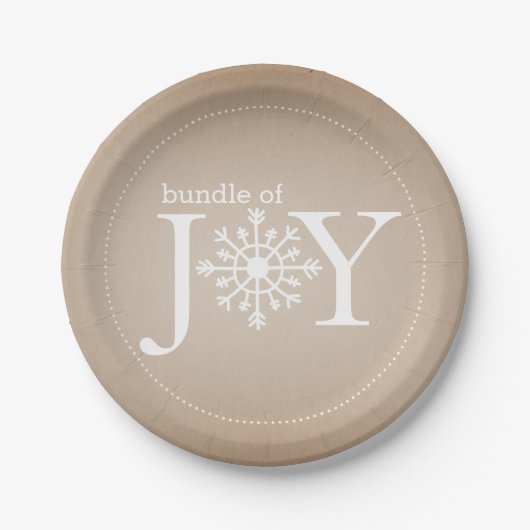 Bundel Joy Neutral Winter Snow Baby shower Papieren Bordje (Voorkant)