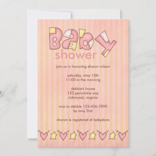 Bundel Joy : Roze: baby shower Uitnodiging (Voorkant)