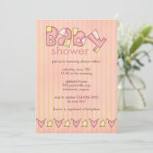 Bundel Joy : Roze: baby shower Uitnodiging (Staand voorkant)