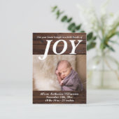 Bundel Joy Rustic Wood New Baby - kerstfoto Briefkaart (Staand voorkant)