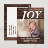 Bundel Joy Rustic Wood New Baby - kerstfoto Briefkaart (Voorkant / Achterkant)