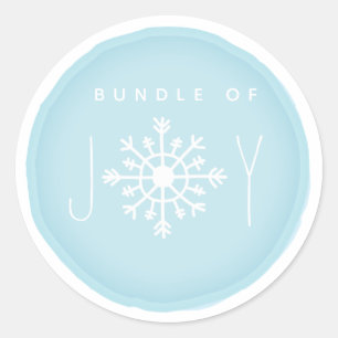 Bundel Joy Snowflake Blue Baby shower Ronde Sticker