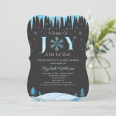 bundel Joy Snowflake Winter Baby shower Kaart (Staand voorkant)