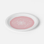 Bundel Joy Snowflake Winter Pink Baby shower Papieren Bordje (Gekanteld)
