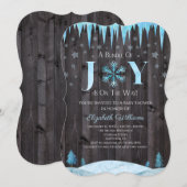 Bundel Joy Snowflake Wood Winter Baby shower Kaart (Voorkant / Achterkant)