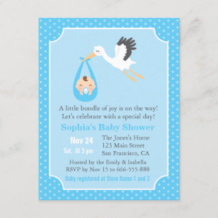 Bundel Joy Stork Delivery Baby Boy Shower Kaart