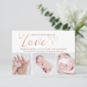 Bundel Love Valentijn 3 Foto Birth Baby Aankondiging (Staand voorkant)