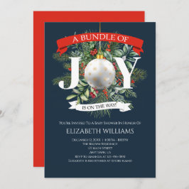 Bundel met het Baby shower met de vrolijke kerstgr Kaart