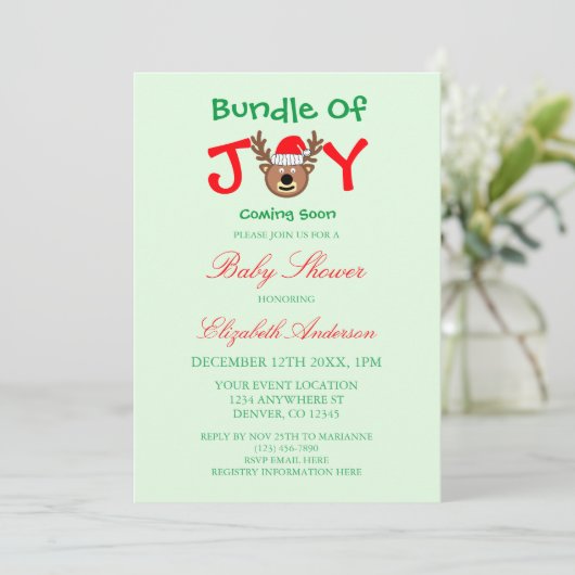 Bundel met vrolijk kerstBaby shower Kaart (Staand voorkant)