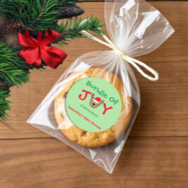 Bundel met vrolijk kerstBaby shower Ronde Sticker